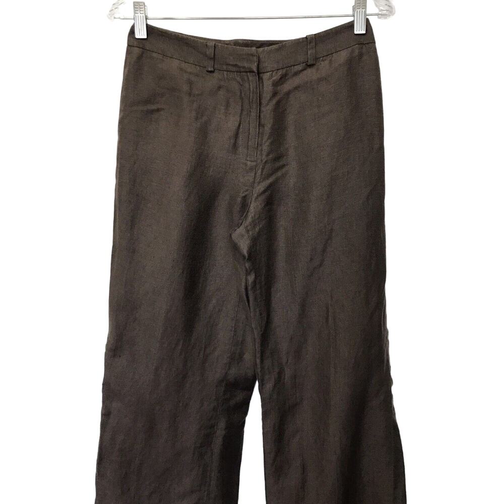 Anne Klein New York Pants Womens 4 Brown Linen Silk - Picture 2 of 9